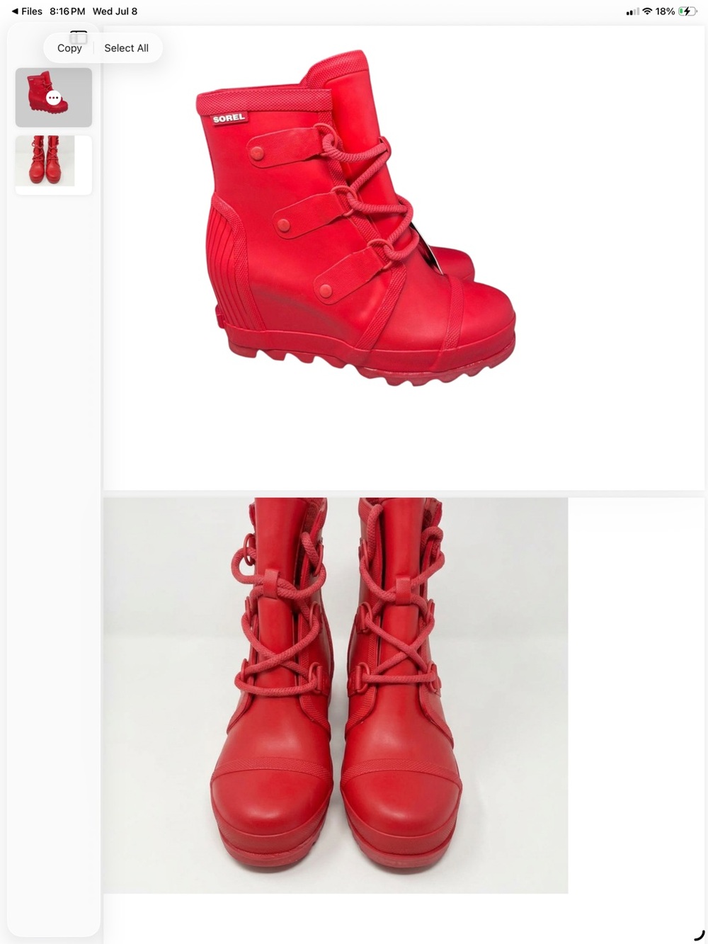 Sorel Red Women's Lace-Up Wedge Boots